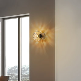 Opviq Benek - 15 - 14404 Lámpara de Pared de Metal y Vidrio Amarillo y Dorado